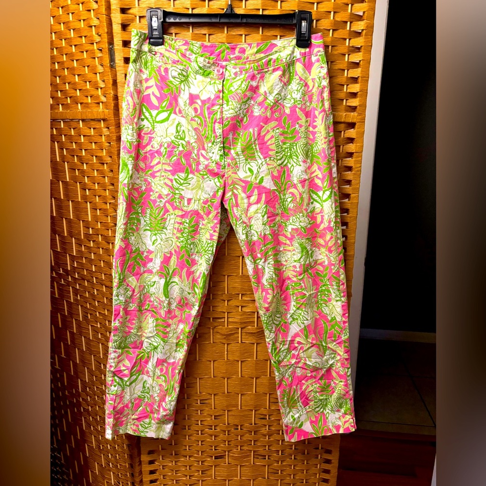 Lilly Pulitzer Pants Green/Pink Print Size 4